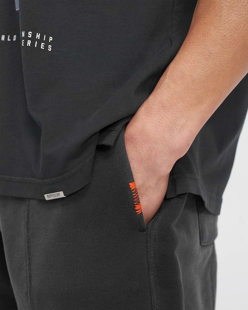 Represent X Feature Step Hem Sweatpants - Stained Black